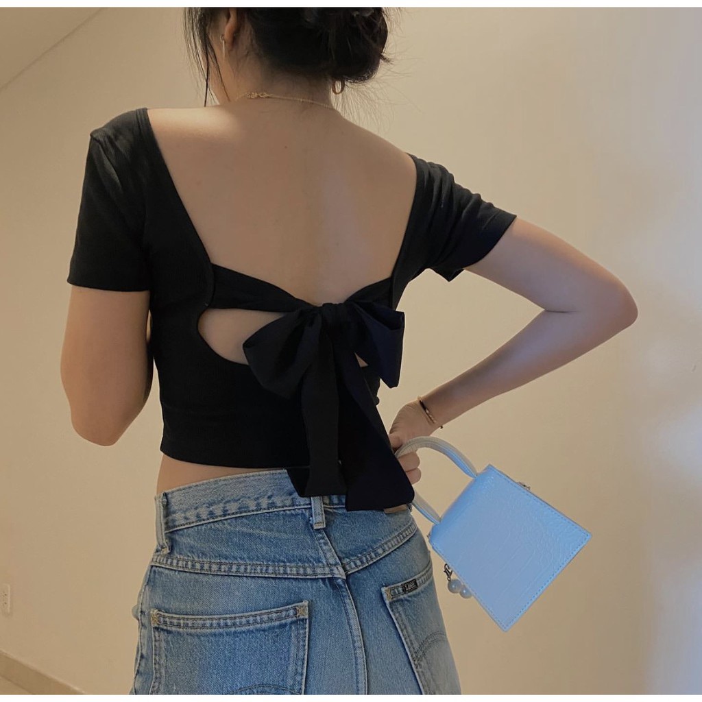 Áo croptop thắt nơ sau, sản phẩm có mẫu mã đa dạng, mang lại cảm giác thoải mái cho người mặc, cam kết sản phẩm như hình