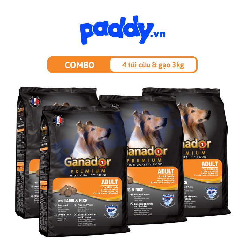 Hạt ganador chó lớn cừu & gạo 3kg