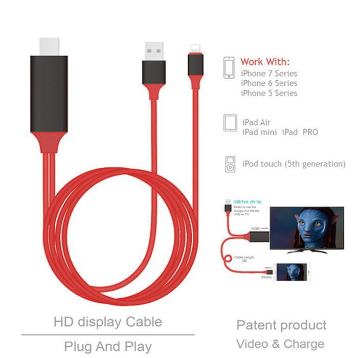 Cáp chuyển đổi kết nối Iphone, Ipad với Tivi qua cổng HDMI - Lightning to HDTV
