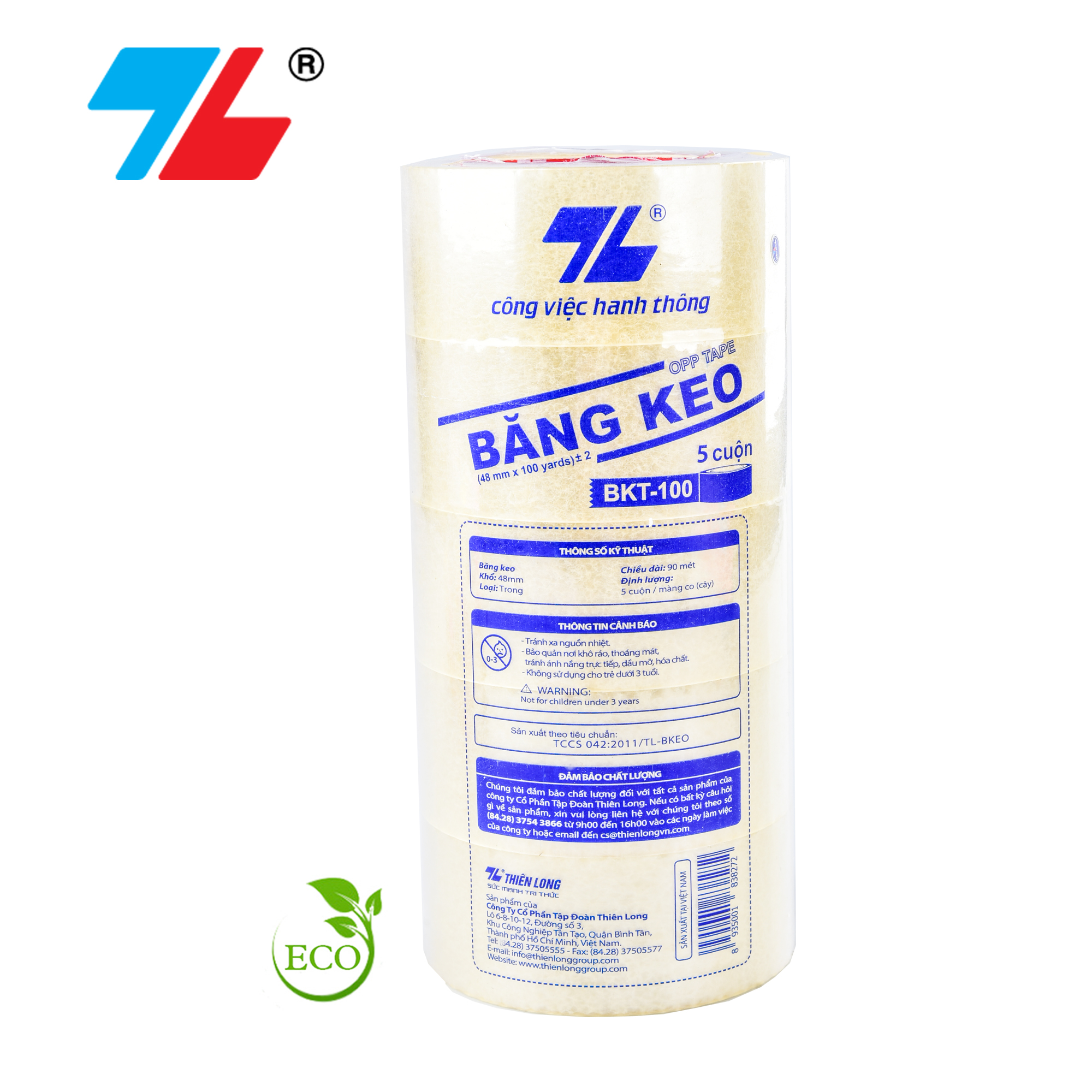 Combo 5 băng keo trong 100 yards thiên long bkt-100