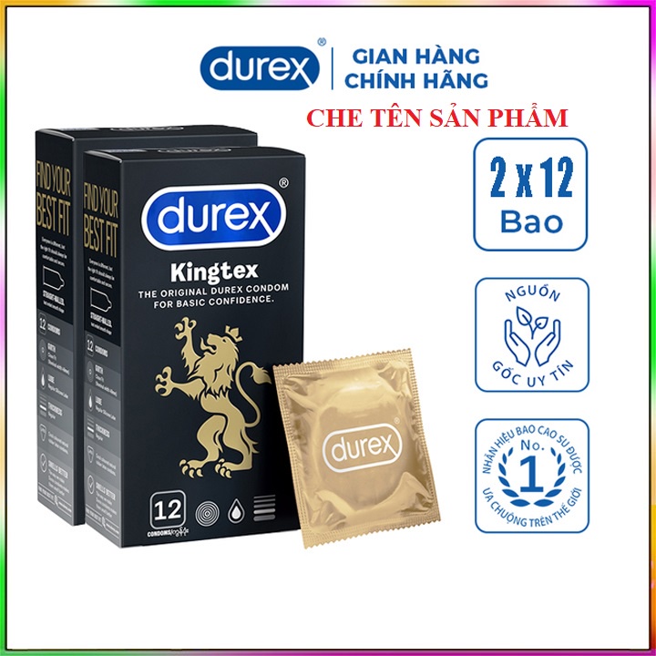 Bộ 2 hộp bao cao su durex kingtex 24 bao ⚡ ôm sát ⚡