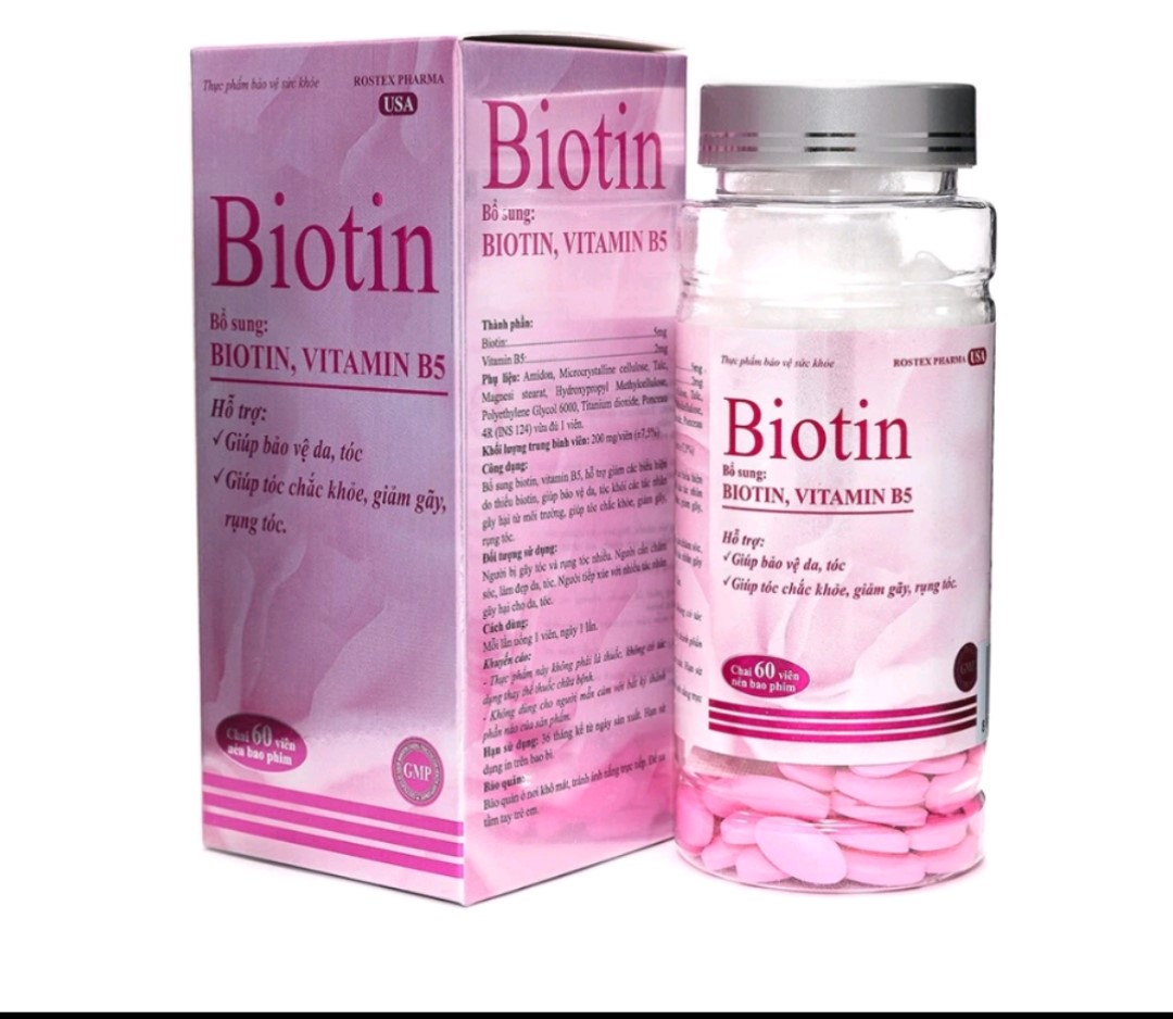 Biotin bổ sung biotin vitamin B5, giúp bảo vệ tóc cho tóc chắc khỏe, làm đẹp da chống lão hóa dạng