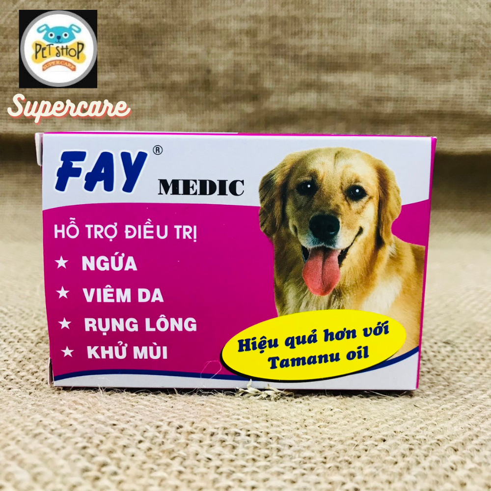 [Hoàn tiền 10%] [CÓ HỎA TỐC] Xà Phòng Tắm Fay Medic - Nấm Da Rụng Lông Ve Ghẻ Chó Mèo