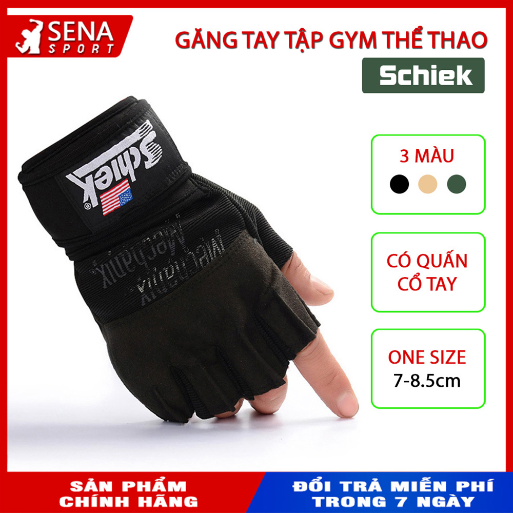 Găng tay tập Gym, thể thao Schiek có quấn trợ lực cổ tay