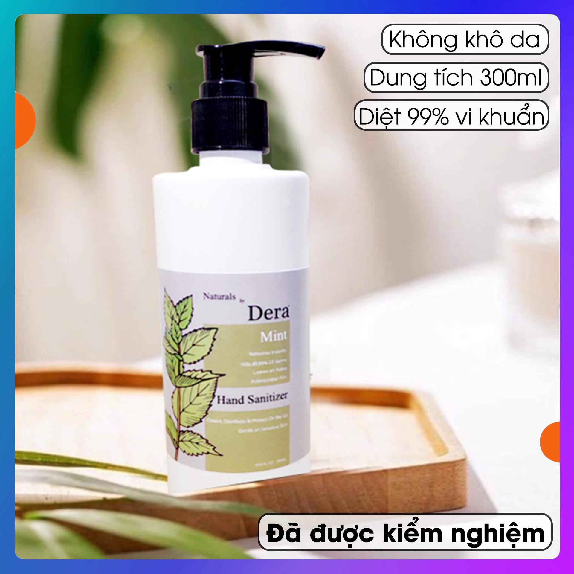 Nước rửa tay khô Dera 300ml, Sát khuẩn, loại bỏ 99,9% vi khuẩn virut, ngăn ngừa dịch bệnh, không gây khô da tay, dưỡng mềm da tay, Có thể dùng mọi lúc mọi nơi không cần nước, Dùng 1 tháng