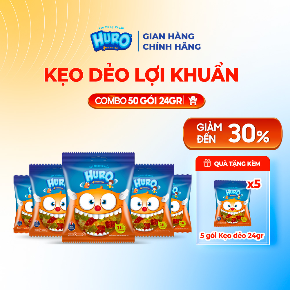  Combo 50 Gói Kẹo Dẻo Lợi Khuẩn HURO PROBIOTICS Mini túi 24g 