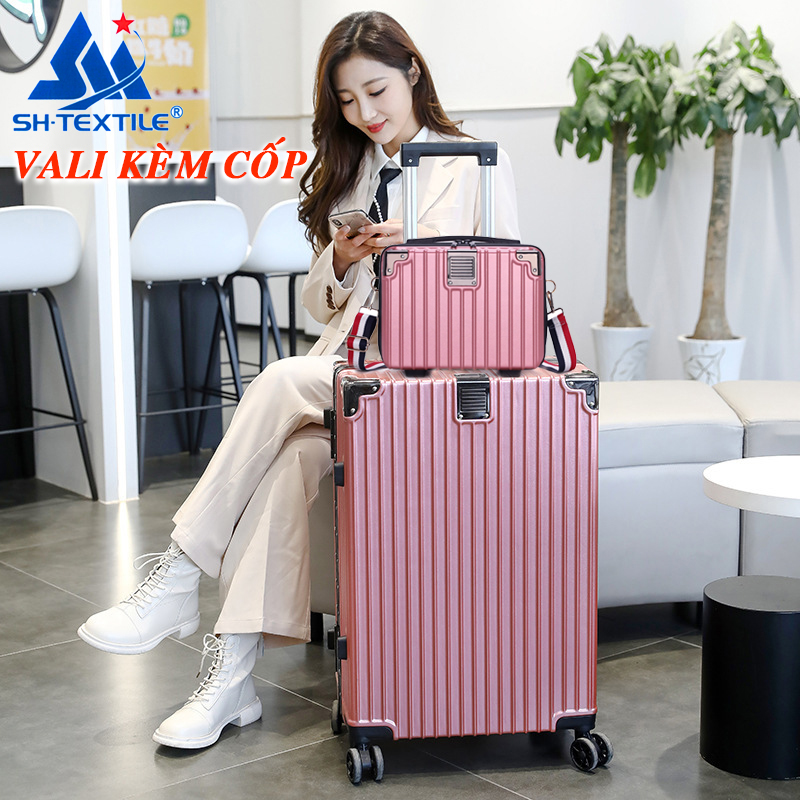 Bộ vali khung nhôm khoá sập kèm cốp 14 inch size 20/24 inch tiện lợi - thời trang - bh 1 năm