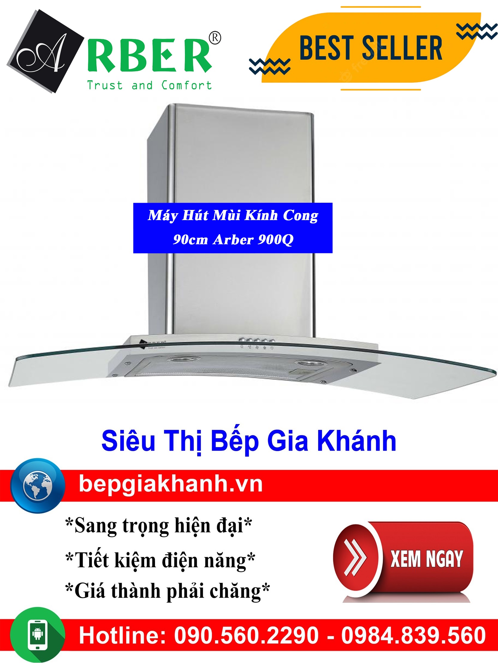 [HCM]Máy hút mùi kính cong 90cm Arber AB 900Q, máy hút mùi nhà bếp, máy hút mùi bếp, máy hút mùi kính cong, máy hút mùi canzy, máy hút mùi mini, máy hút mùi âm trần, máy hút mùi electrolux, may hut mui