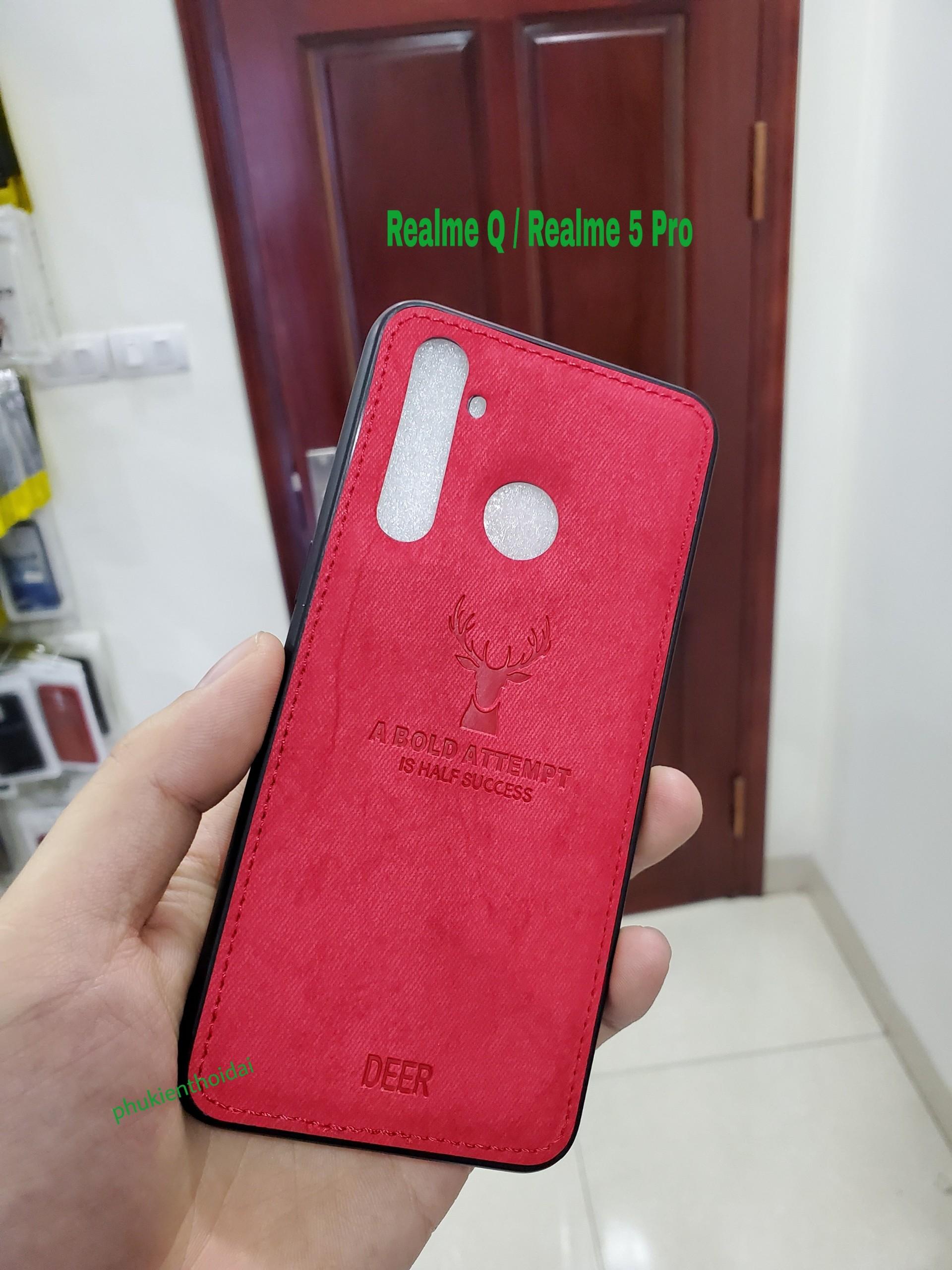 Ốp lưng Oppo Realme Q / Realme 5 Pro chống sốc vải đầu hươu cao cấp