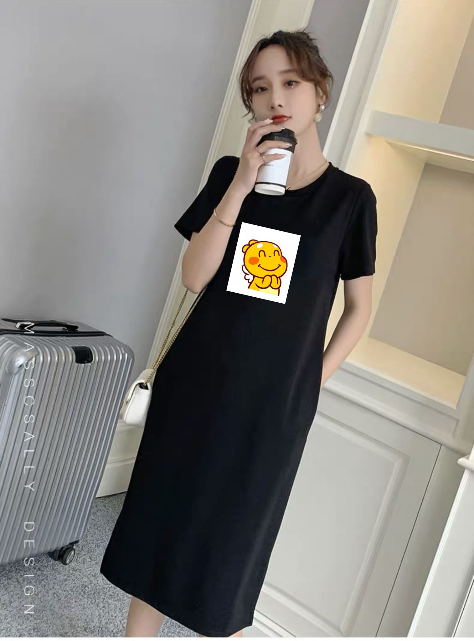 [HCM]SALE! Đầm suông in hình khủng long vàng style hàn quốc trẻ trung TLU10