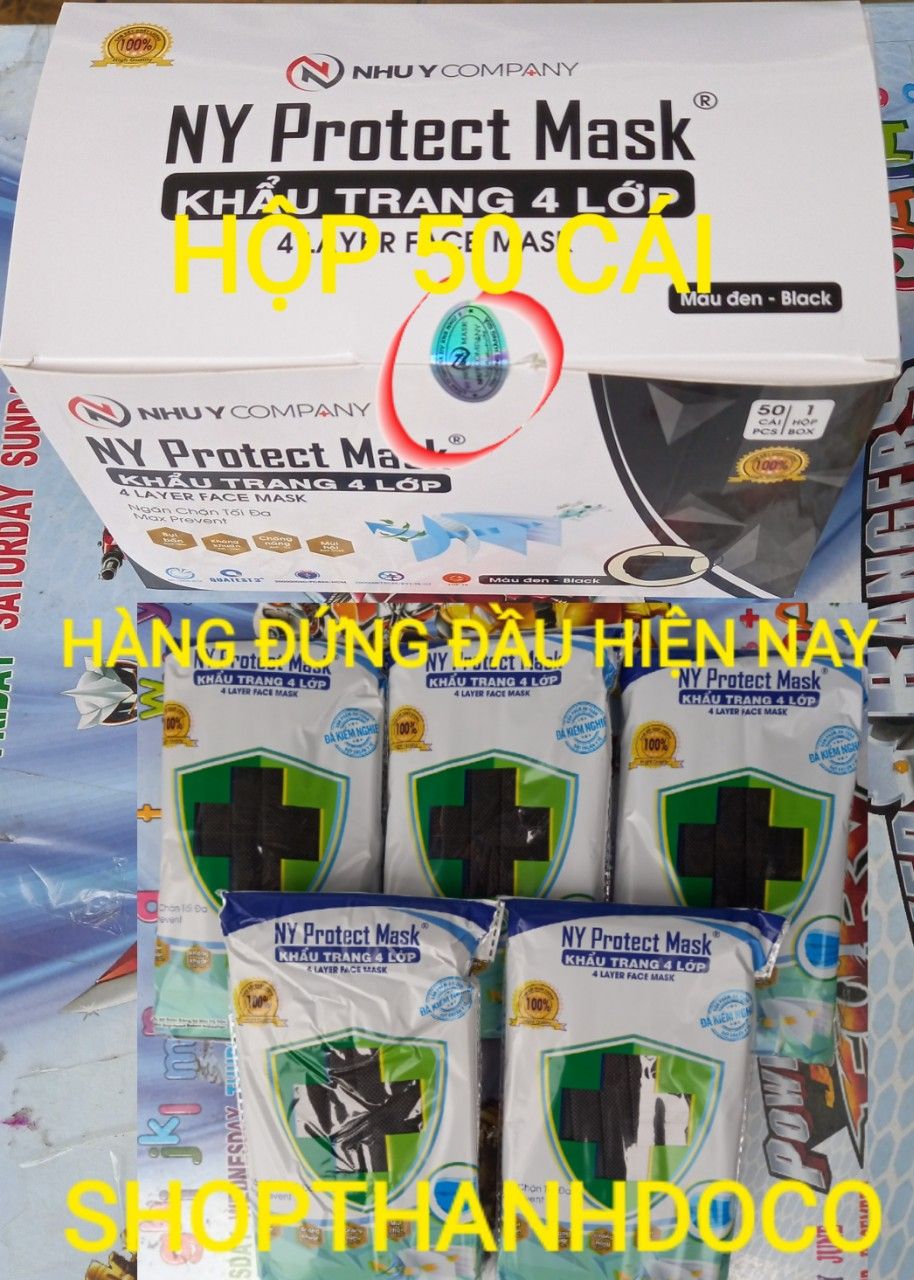 [HCM]KHẨU TRANG Y TÉ NHƯ Ý  4 LỚP ( 1 HỘP 50 CÁI ) MÀU ĐEN
