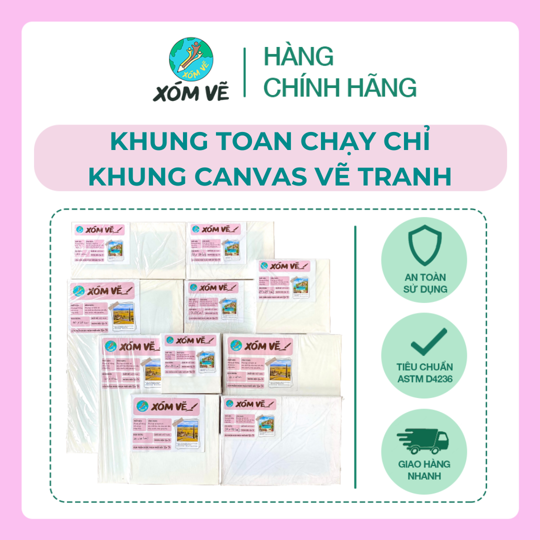 Khung toan canvas chạy chỉ vẽ tranh acrylic, sơn dầu 20x20, 30x30,...