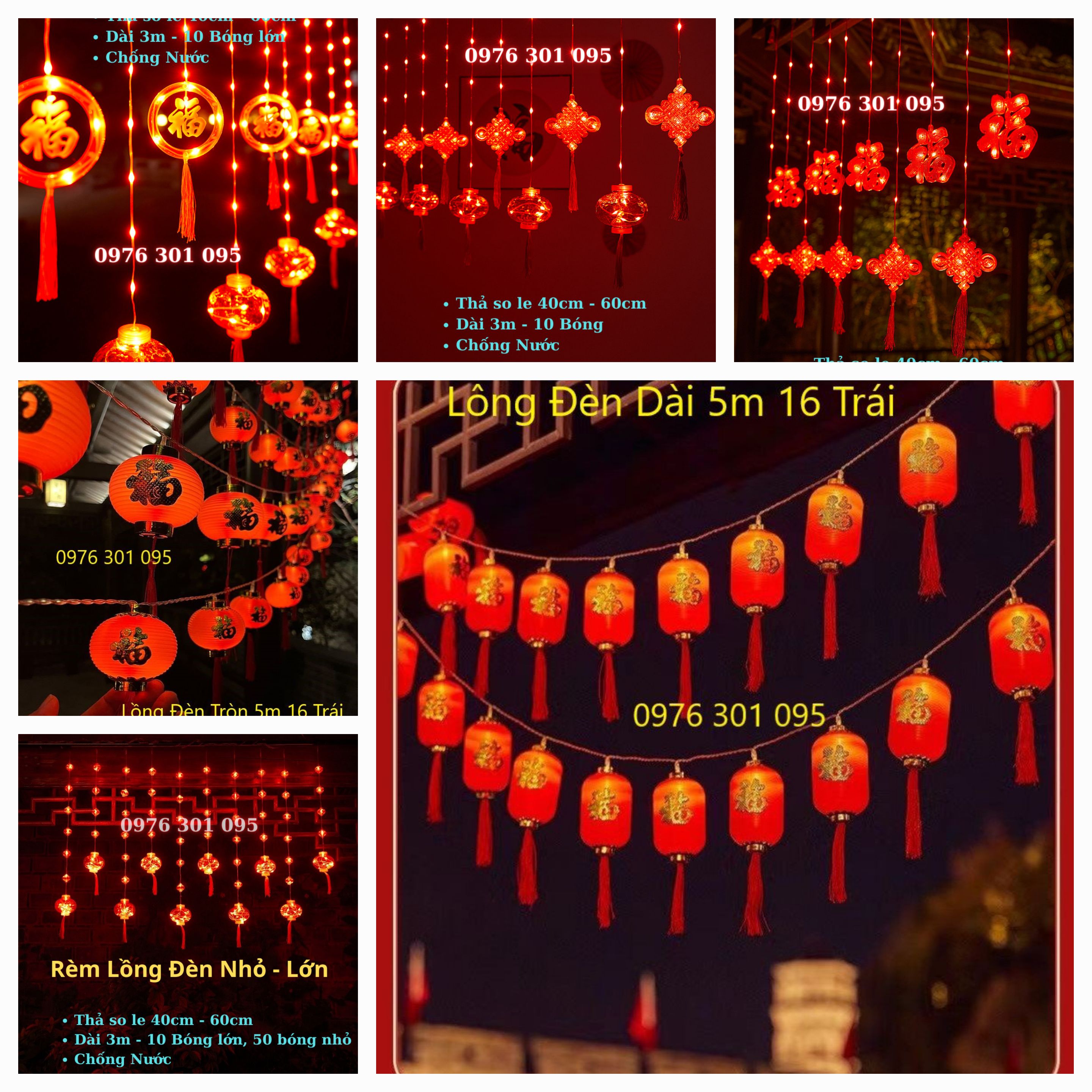 Dây đèn led lồng đèn thả rèm, trang trí tết - noel siêu đẹp, chống nước