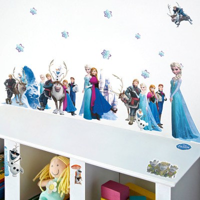 Decal dán tường elsa xinh đẹp -tranh Dán Tường 3D Công Chúa Elsa Và Anna xinh đẹp trang trí phóng ngủ cho bé