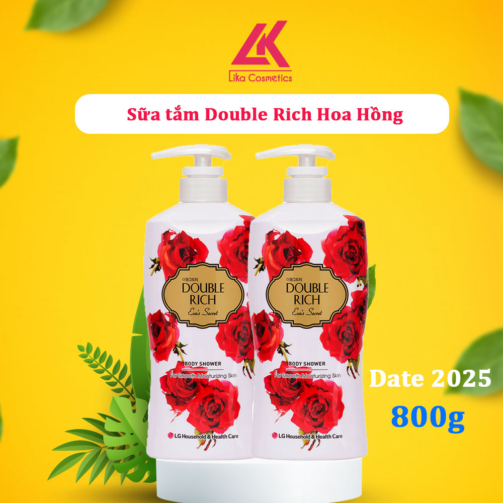 Combo 2 chai sữa tắm double rich hương nước hoa 800g- hoa hồng- date 2025