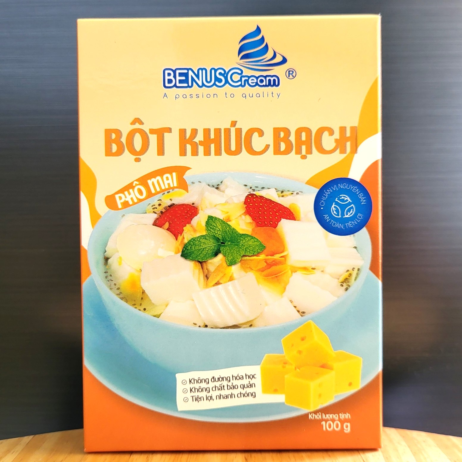 Benuscream - hộp k/bạch cam 100g - bột khúc bạch vị phô mai / cheese jelly powder