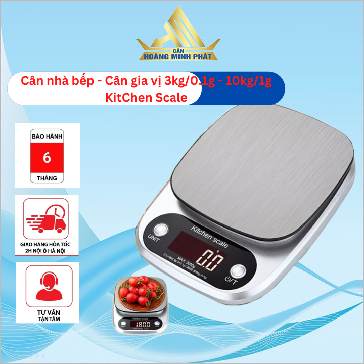 Cân điện tử nhà bếp đa năng kitchen scale 10kg/1g - 3kg/0.1g, chính xác tuyệt đối, tích hợp trừ bì