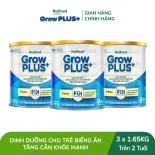 Combo 3 Sữa Bột Nutifood GrowPLUS+ Biếng Ăn (Xanh) 2+ - Hỗ Trợ Kích Thích Ngon Miệng, Tăng Cân Khỏe Mạnh (3 Lon 1,65 Kg)