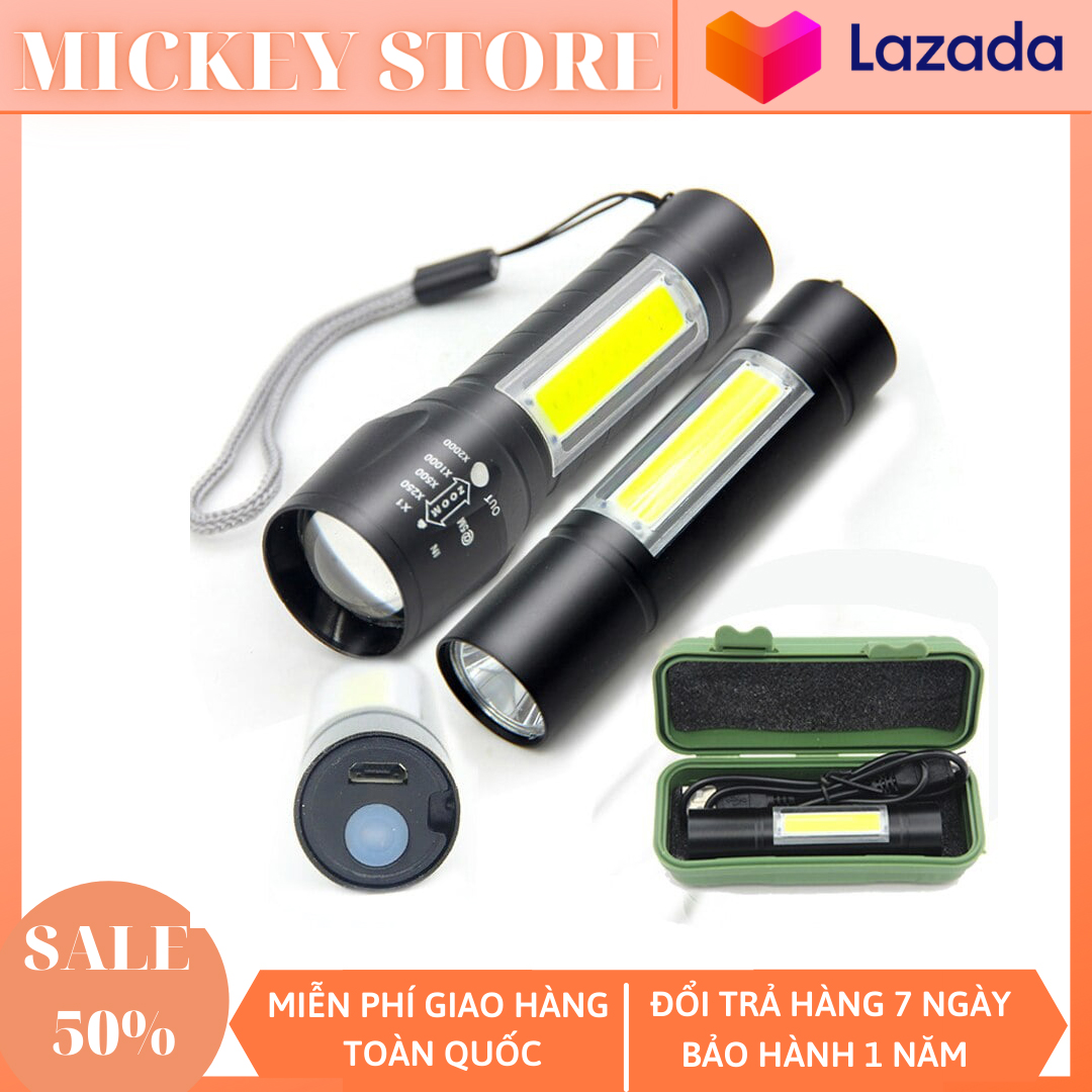 Thiết bị chiếu sáng - Đèn pin zoom 911 (sài pin) - Đèn pin siêu sáng mini có đèn thân trên, nhiều chế độ đèn 2 trong 1 , CAO CẤP, HÀNG MỚI NHẤT
