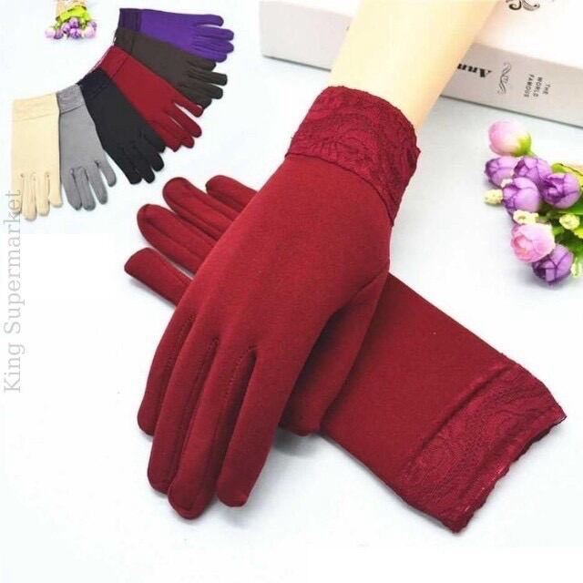 Set 5 đôi găng tay chống nắng, găng tay nữ lái xe, găng tay đa chức năng phối ren - shop trang s.sell