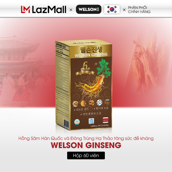 GIFT Hồng Sâm Hàn Quốc tăng sức đề kháng Welson Ginseng hộp 60 viên