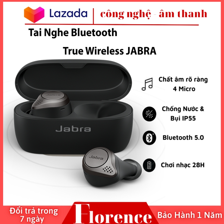 Tai nghe Bluetooth True Wireless Jabra Elite 75T, Chất Âm Thanh Cao, Âm Trầm Mạnh Mẽ, Chống Nước và Chống Bụi IP55, Pin liên tục 28h, Tích hợp với các hệ điều hành hiện nay ( BẢO HÀNH 1 NĂM )