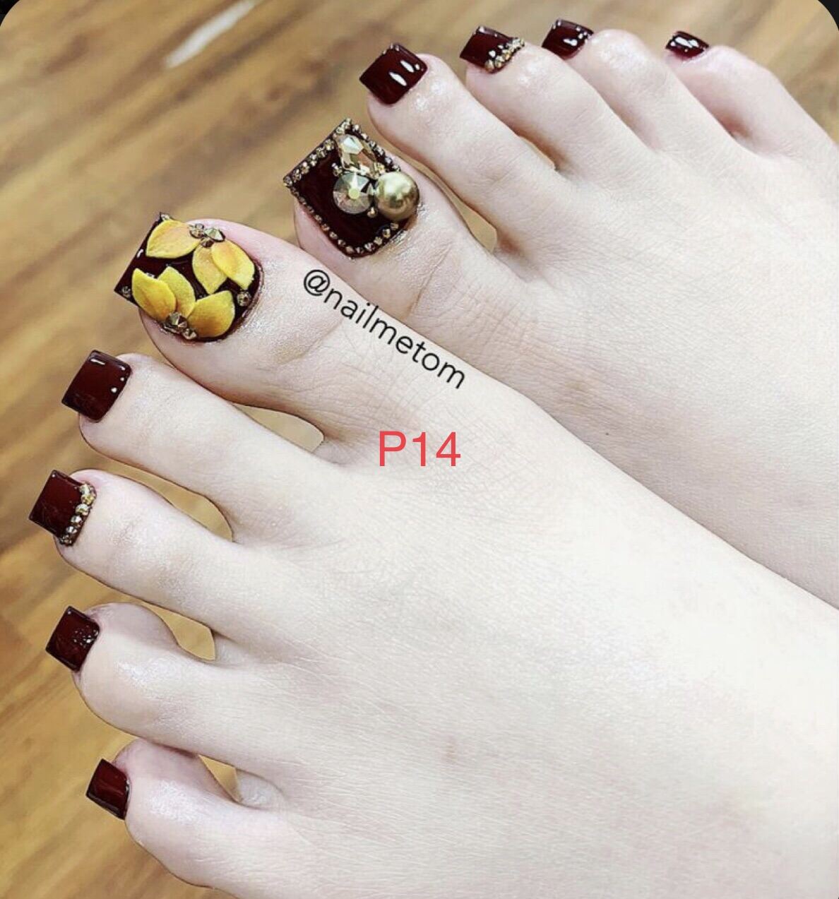 P14- móng chân giả nail thiết kế- bộ 24 móng kèm keo