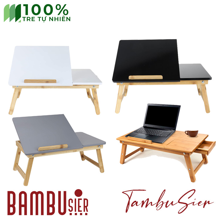 Bàn kê laptop để giường gấp gọn gỗ tre _ tablix-01