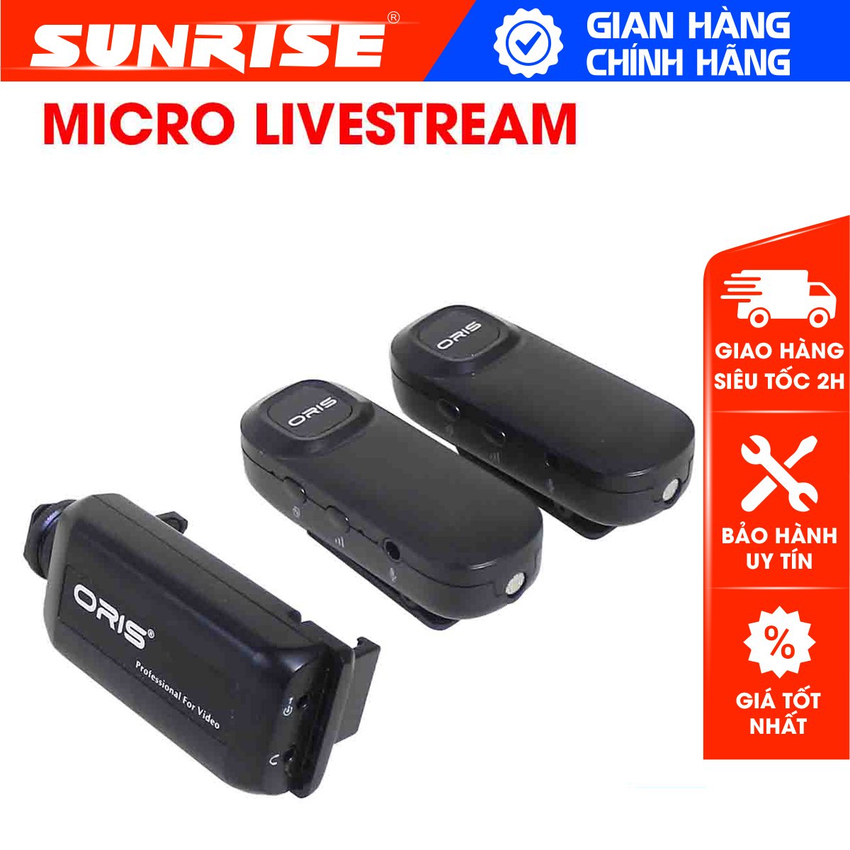 Micro cài áo thu âm livestream không dây Oris RD303, dùng cho điện thoại, máy ảnh, loakhả năng bắt âm thanh chính xác, trung thực