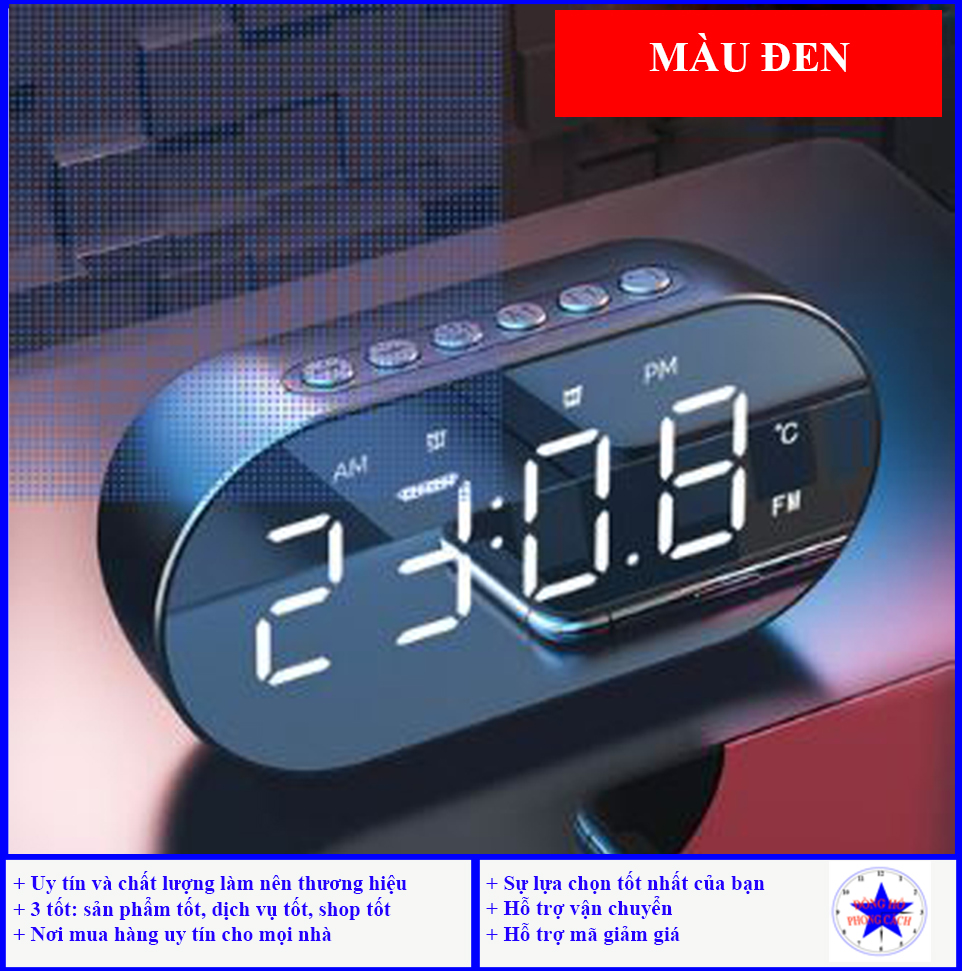 Loa Bluetooth Amoi K19 Mặt Tráng Gương, Đồng Hồ Báo Thức