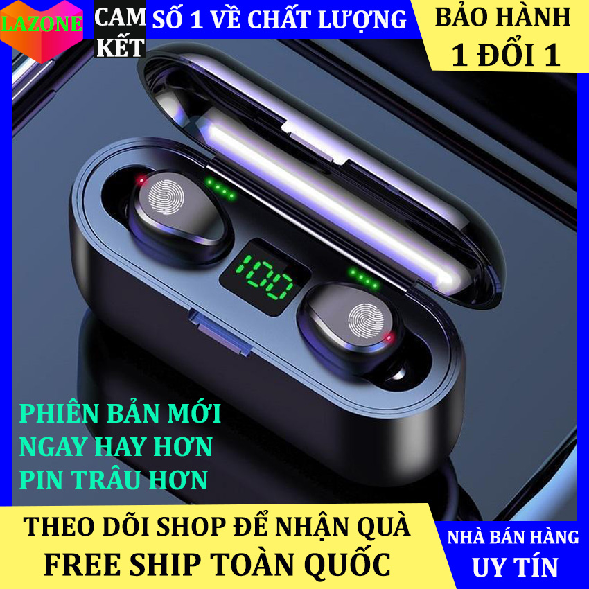 Tai nghe bluetooth không day 5.0 Yoking F9 TWS, Tai nghe không dây, tai nghe giá rẻ, tai nghe bluetooth Chống Nước - Chống ồn - Tích Hợp Micro - Tự Động Kết Nối - Nhỏ gọn tương thích với các dòng điện thoại sma