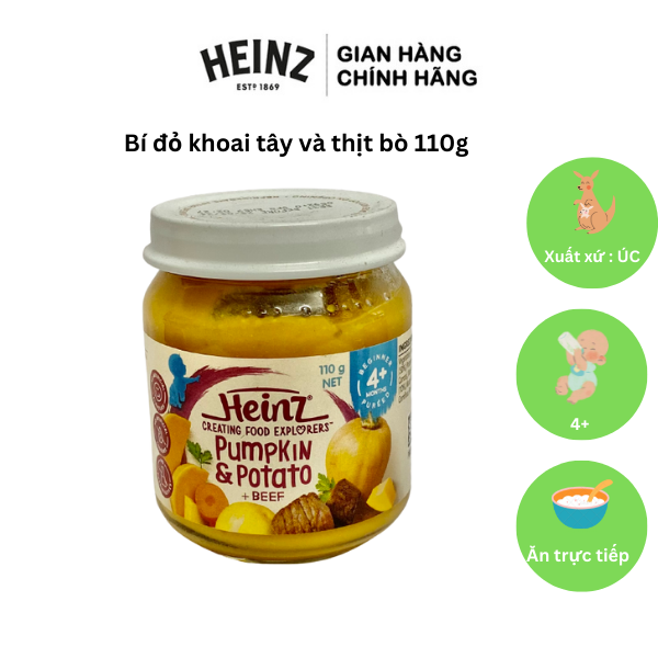 (HSD: T07/2025) Lọ Bí Đỏ, Khoai Tây Và Bò Nghiền HEINZ 110g (Bé 4 tháng tuổi)