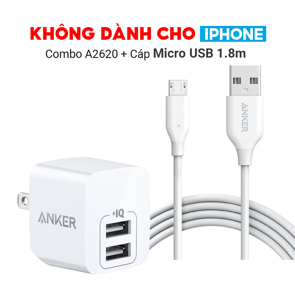 [CHỈ 20.9 - SALE ĐẾN 50%] Sạc ANKER PowerPort Mini 2 cổng PowerIQ 12W - A2620 2 cổng sạc cho ra công suất 12W Thiết kế chắc chắn Hiệu năng ổn định