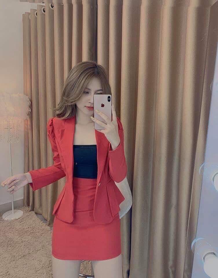 Set váy 3 món áo vest xếp li+chân váy+áo thun