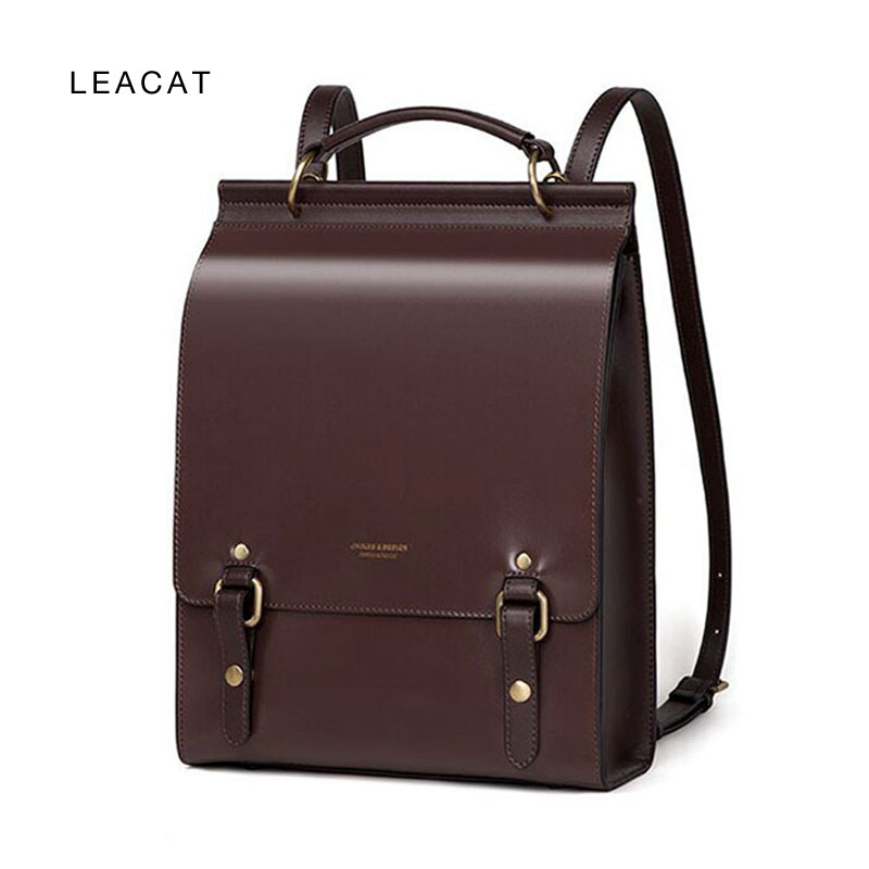 Leacat ba lô da thật cho nữ túi đeo vai thời trang ba lô nữ ba lô du lịch cho nữ cặp đi học mochilas cho nữ