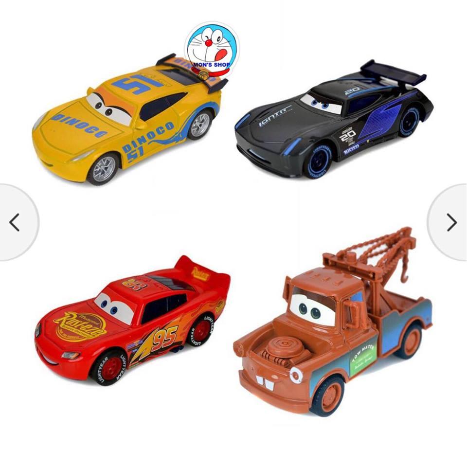 Đồ chơi hộp 4 chiếc xe ô tô sắt Lightning Mcqueen, bằng sắt, chạy bánh đà, siêu bền