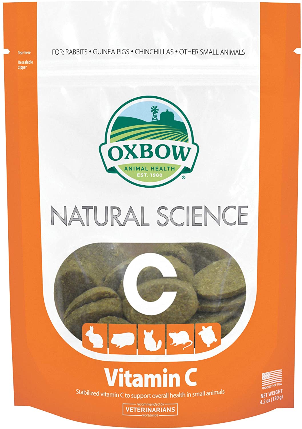 Viên vitamin c cho thú cưng nhỏ oxbow natural science vitamin c 120g