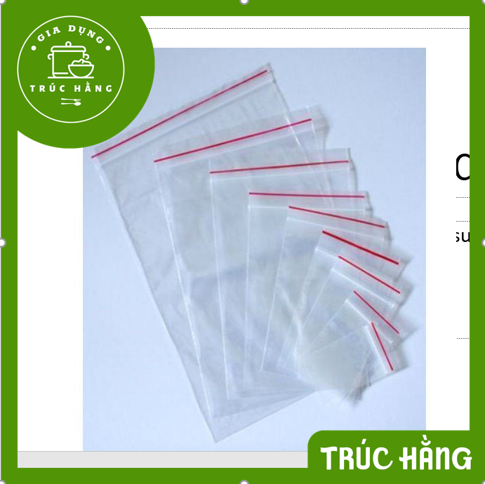 Túi Zip đựng thực phẩm vuốt mép chỉ đỏ loại dày đẹp (100g) đủ size