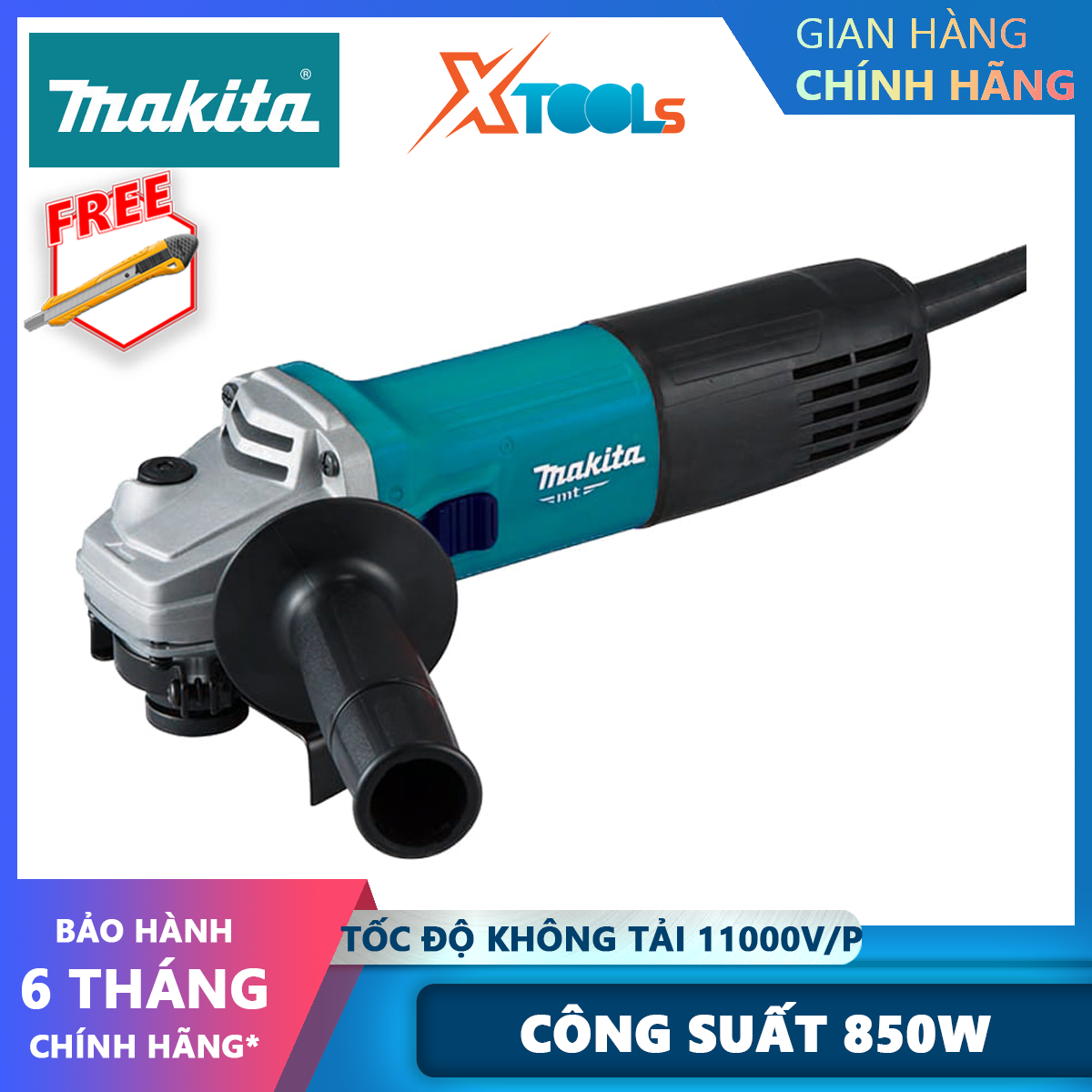 Máy mài góc Makita M9509B | máy mài cầm tay công tắc trượt công suất 850W tốc độ không tải 11000 rpm đường kính lưỡi mài 100mm XTOOLs