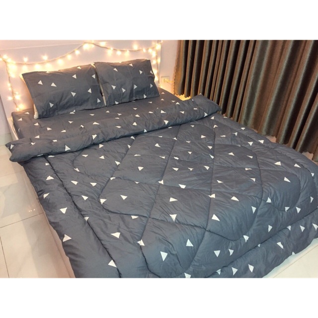 (Gì cũng rẻ) (Bông sạch) Chăn mền phao trần bông mẫu Tam Giác Ghi, chăn bông dày loại 1, bông hơi siêu nhẹ cao cấp được chọn màu