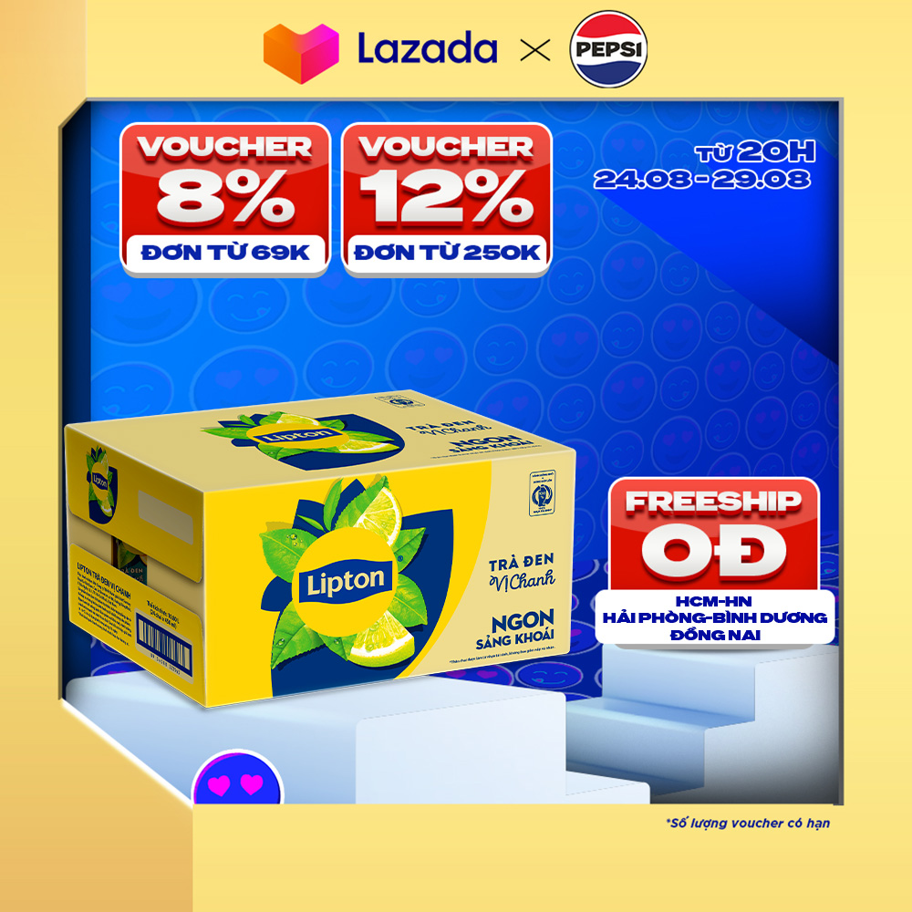 Thùng 24 chai lipton trà đen vị chanh