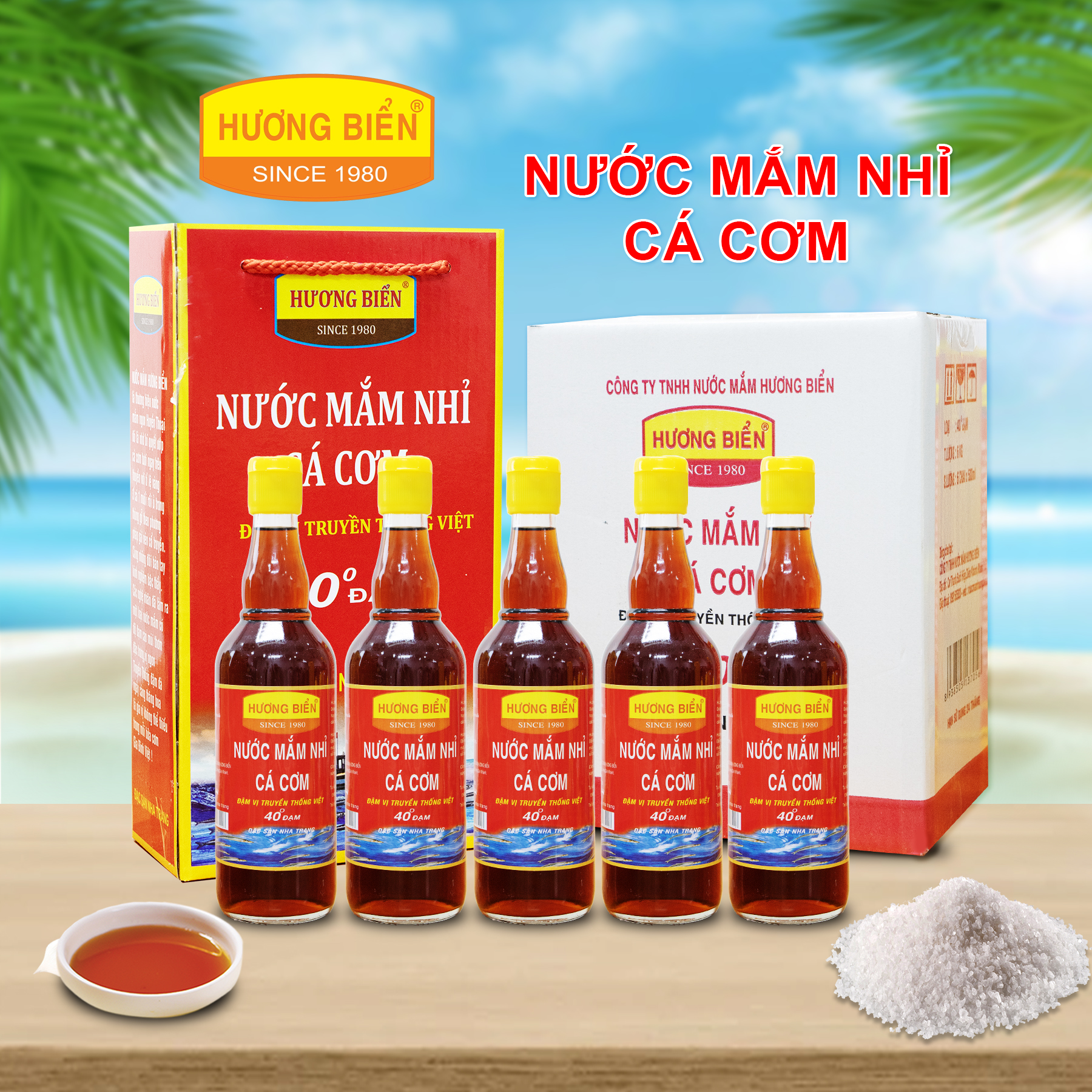 01 thùng nước Mắm cá cơm Hương Biển 40 độ 6 chai x 500ml = 3 lít lh 0981505830