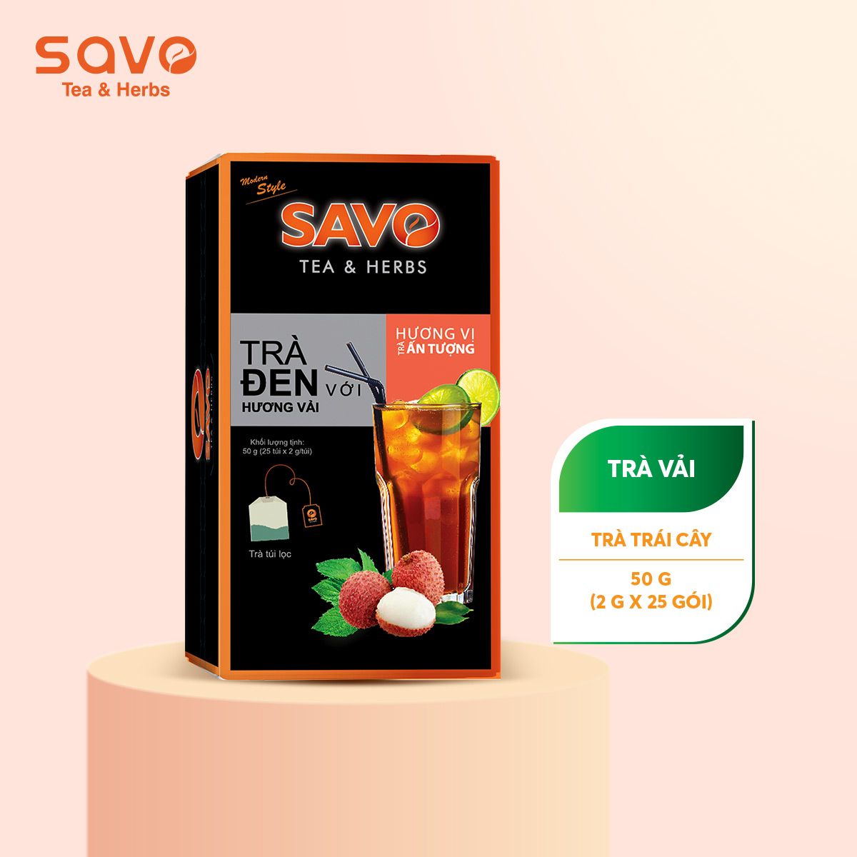 Trà savo vải - hộp 25 gói x 2g