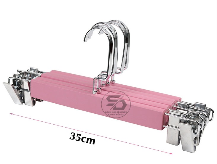 Móc Kẹp Quần Áo Gỗ Hồng 32cm ( Bộ 10 móc )