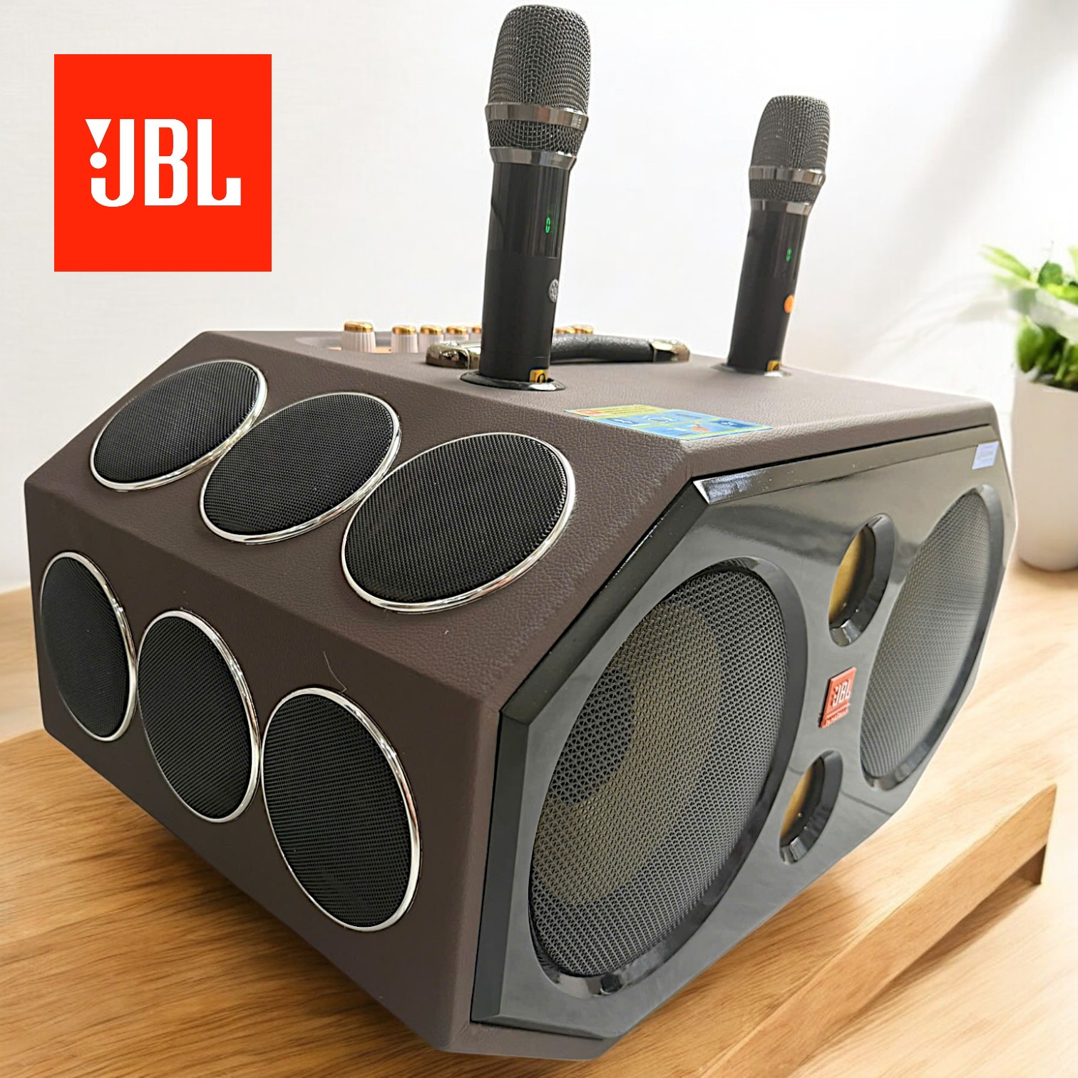 LOA KARAOKE XÁCH TAY JBL SIÊU KHỦNG 16 ĐƯỜNG TIẾNG BASS 20CM THÙNG GỖ BỌC DA KẾT NỐI BLUETOOTH TẶNG KÈM 2 MICRO CAO CẤP