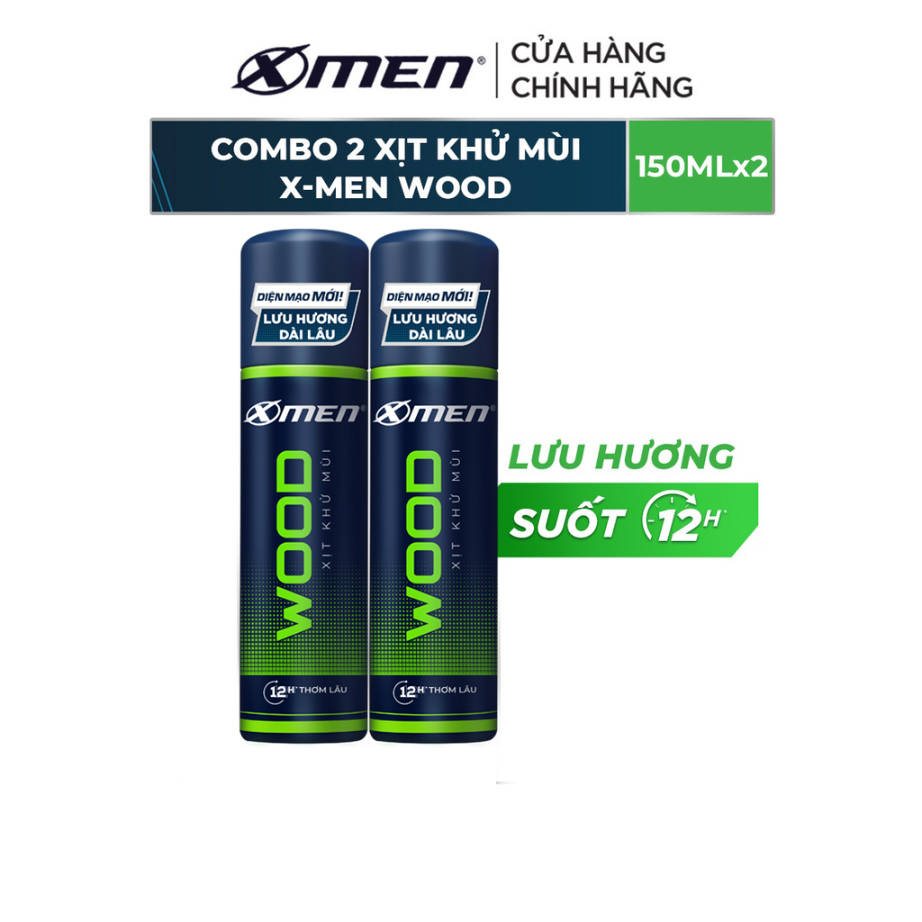 Combo 2 Xịt khử mùi XMen Wood 140ml