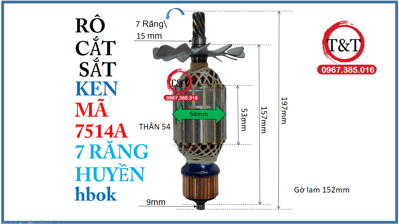 Rotor rô to máy cắt sắt ken 7514a , ruột máy cắt 3t5 , 7514, 7615