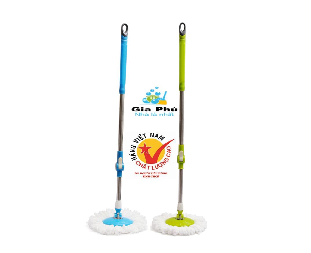 [HCM GIAO HÀNG HOẢ TỐC ] Combo 2 cây lau nhà 360 độ cao cấp thân inox lớn Gia Phú PP5 + bông lau ( giao màu ngẫu nhiên )