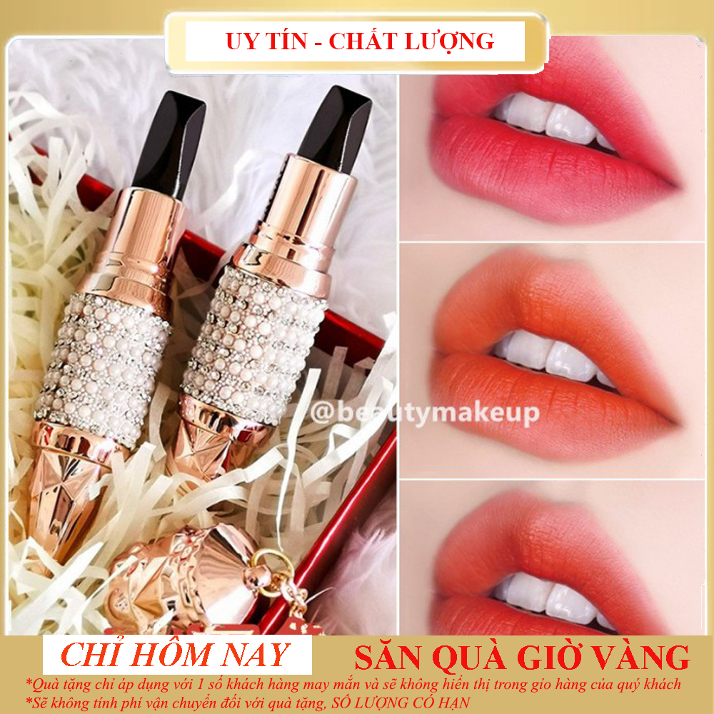 Son Kim Cương 3 Màu AGAGG Cao Cấp-Thân Son Màu Đen, Có 3 Góc Tô Ra 3 Màu Hot Trend , Đỏ Hồng, Đỏ Cam , Đỏ , Mịn Nhưng Không Mau Trôi ,Giữ Màu 6-8 Giờ.