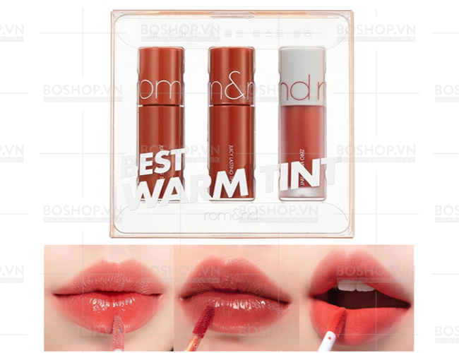 Set 3 cây son mini romand best warm tint
